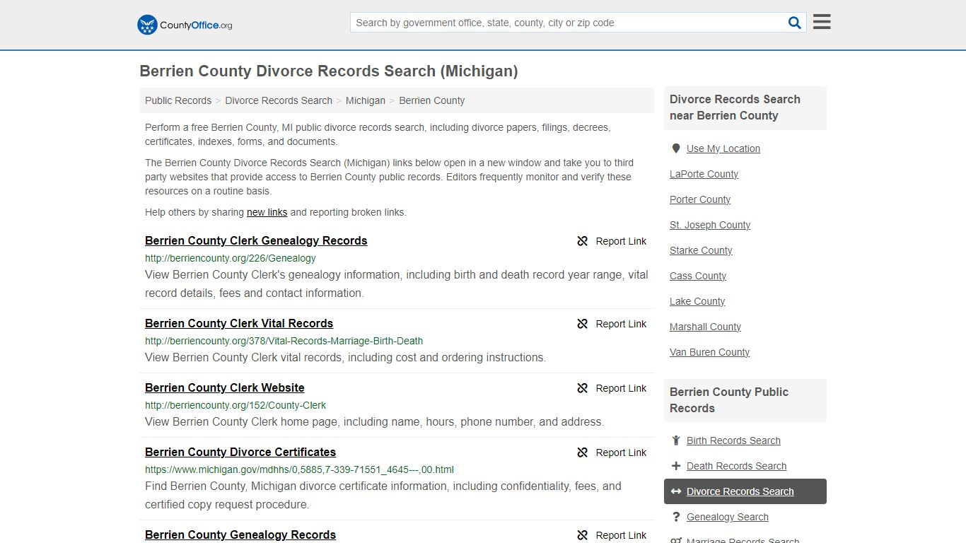 Berrien County Divorce Records Search (Michigan) - County Office